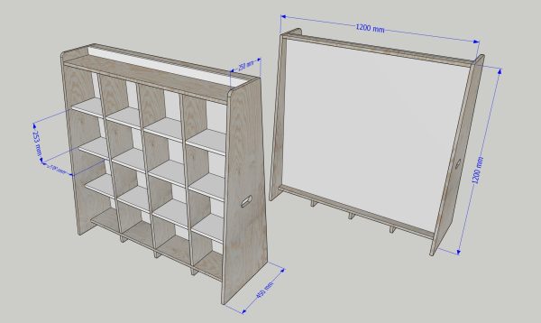 Pizarra educativa con Estantería organizadora 2 en 1.