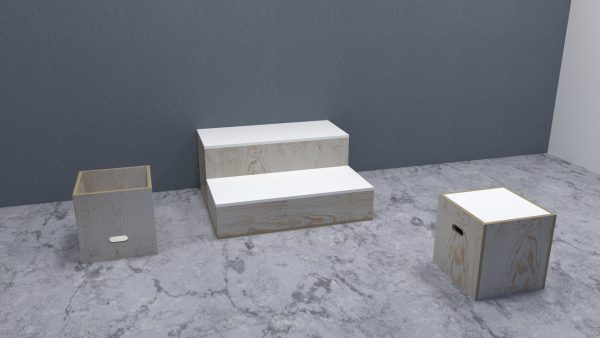 01 Tarima lectora para niños con 2 cubos multifuncionales.