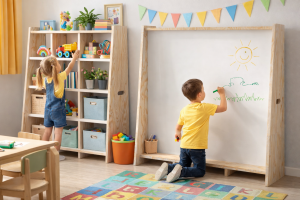 Pizarra educativa con Estantería organizadora 2 en 1.