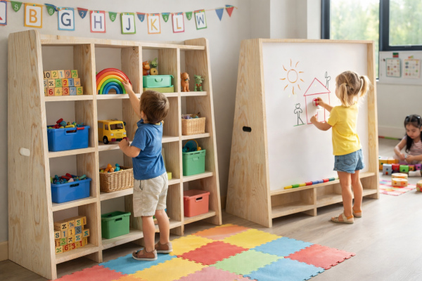 Pizarra educativa con Estantería organizadora 2 en 1.