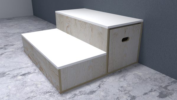 TARIMA LECTORA 04 Tarima lectora para niños con 2 cubos multifuncionales.