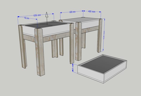Mesa de luz estilo Montessori 3 en 1 con soporte bandeja