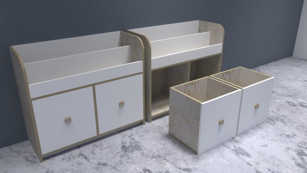 03 Librero Revistero Infantil con 2 Cubos organizadores