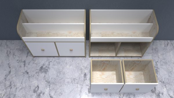 05 Librero Revistero Infantil con 2 Cubos organizadores