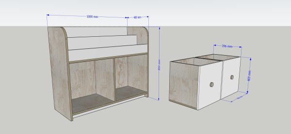 06 Librero Revistero Infantil con 2 Cubos organizadores