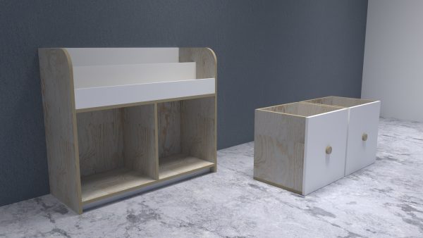 07 Librero Revistero Infantil con 2 Cubos organizadores