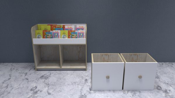 08 Librero Revistero Infantil con 2 Cubos organizadores