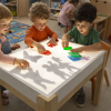 Mesa de luz estilo Montessori 3 en 1 con soporte bandeja