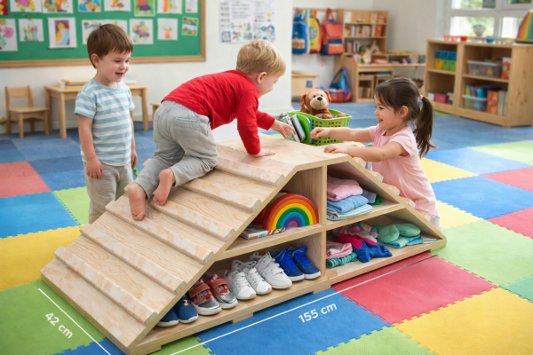 Rampa de Aprendizaje motriz con estantería organizadora