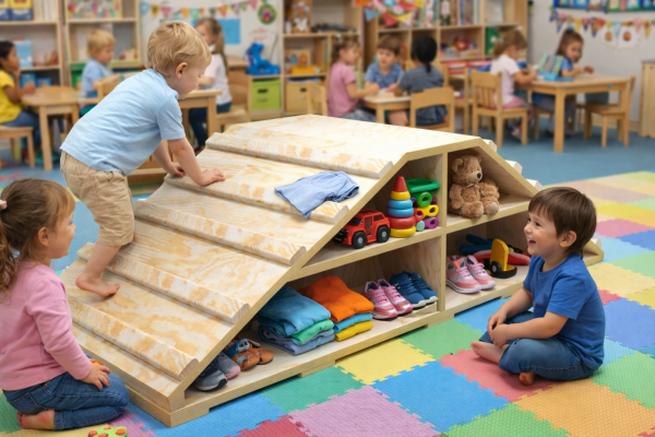 Rampa de Aprendizaje motriz con estantería organizadora