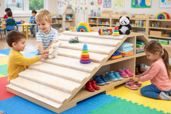 Rampa de Aprendizaje motriz con estantería organizadora